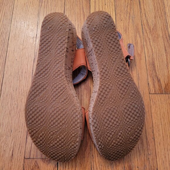 Eddie‎ Bauer Cork Wedge Sandals 8.5 Orange KARA Summer Shoes - Picture 3 of 7